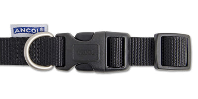 Ancol Viva Nylon Quick Fit Adj Collar Black 15mm X20-30cm Sz1-2